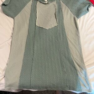 POL Textured Sage Green Short Sleeve Top